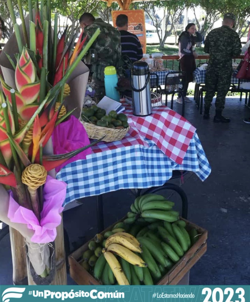 AlFacatativa's tweet photo. #SDAMA | Hoy el #MercadoCampesino llegó hasta la #BrigadaDeComunicacionesDelEjércitoNacional, donde nuestros productores comercializaron #ProductosFrescos y transformados de excelente calidad y con los mejores #Precios. #UnPropósitoComún #Campo #Agropecuario #Facatativá https://t.co/lDzcxesjt1