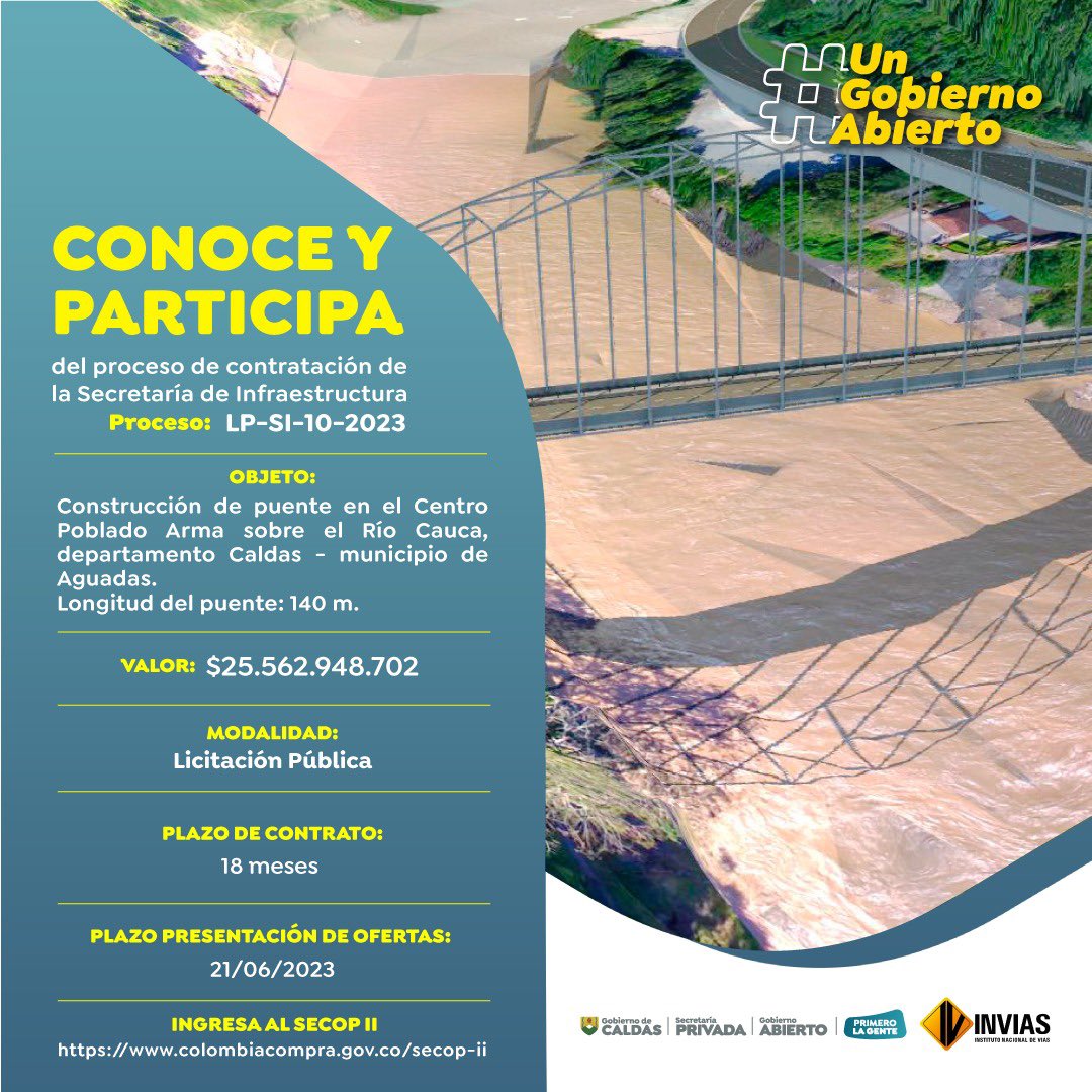 #UnGobiernoAbierto 🕵🏻

Ya puedes presentar oferta para este proceso de licitación pública de la secretaría de Infraestructura.

Más información 👇🏻 

🗓️ Fecha de cierre para presentación de ofertas : 21 de junio del 2023.
