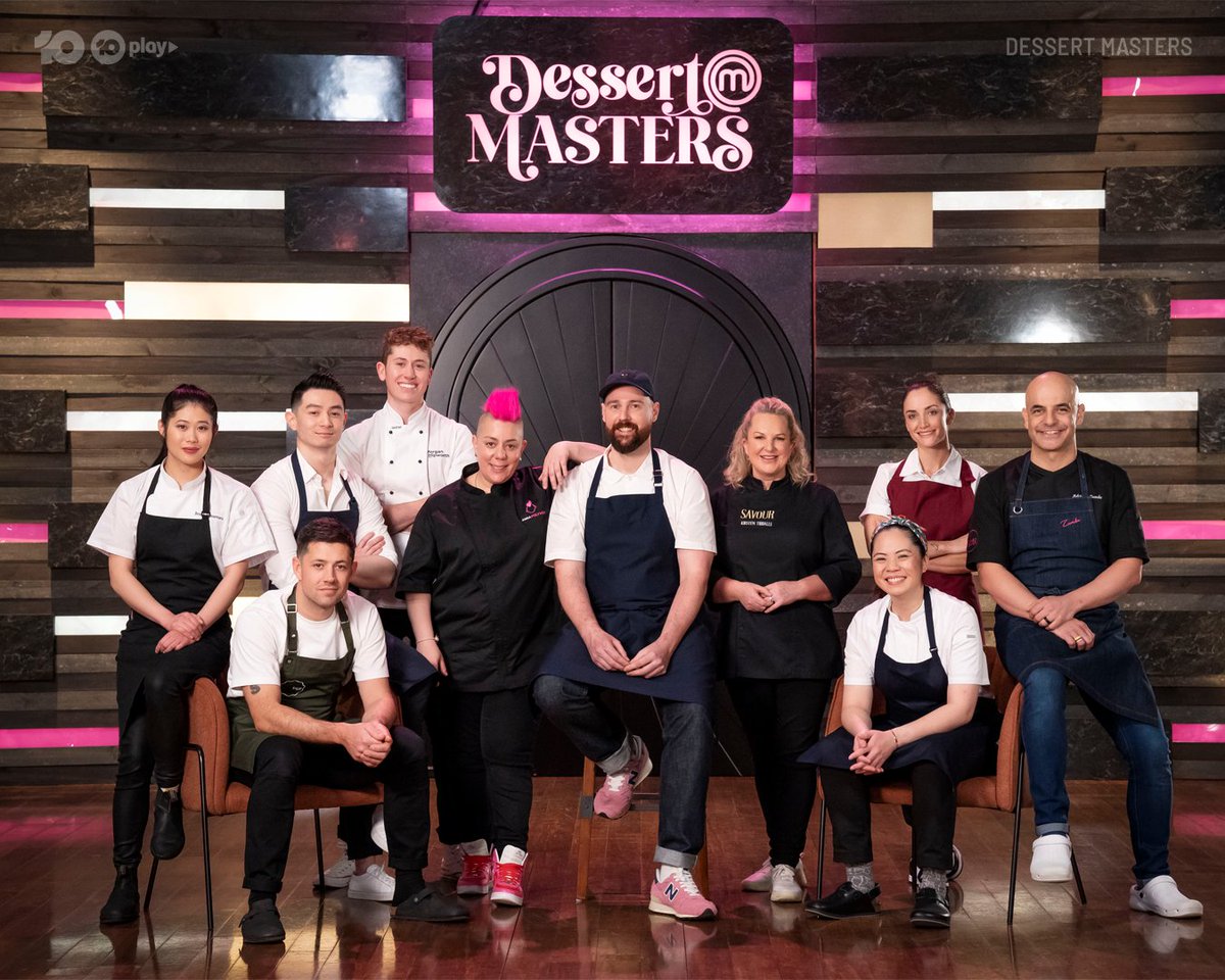 Channel 10 (@channel10au) on Twitter photo Soufflé hello to your Dessert Masters 🍰
Coming Soon to 10 and 10 Play
<a href="/SavourSchool/">Kirsten Tibballs</a> <a href="/ANNAPOLYVIOU/">ANNA POLYVIOU</a> <a href="/thesweetassasin/">adriano zumbo</a> <a href="/_jesslemon_/">jessica liemantara</a> <a href="/kaylenetan_/">Kay-Lene Tan</a> <a href="/andybowdypastry/">andrew bowden</a> <a href="/rhiannmead/">Rhiann Mead</a>
#masterchef #dessert #pastry #sweet #chocolate #baking #tarts #zumbo #macarons #donutking #willywonka Soufflé hello to your Dessert Masters 🍰
Coming Soon to 10 and 10 Play
<a href="/SavourSchool/">Kirsten Tibballs</a> <a href="/ANNAPOLYVIOU/">ANNA POLYVIOU</a> <a href="/thesweetassasin/">adriano zumbo</a> <a href="/_jesslemon_/">jessica liemantara</a> <a href="/kaylenetan_/">Kay-Lene Tan</a> <a href="/andybowdypastry/">andrew bowden</a> <a href="/rhiannmead/">Rhiann Mead</a>
#masterchef #dessert #pastry #sweet #chocolate #baking #tarts #zumbo #macarons #donutking #willywonka