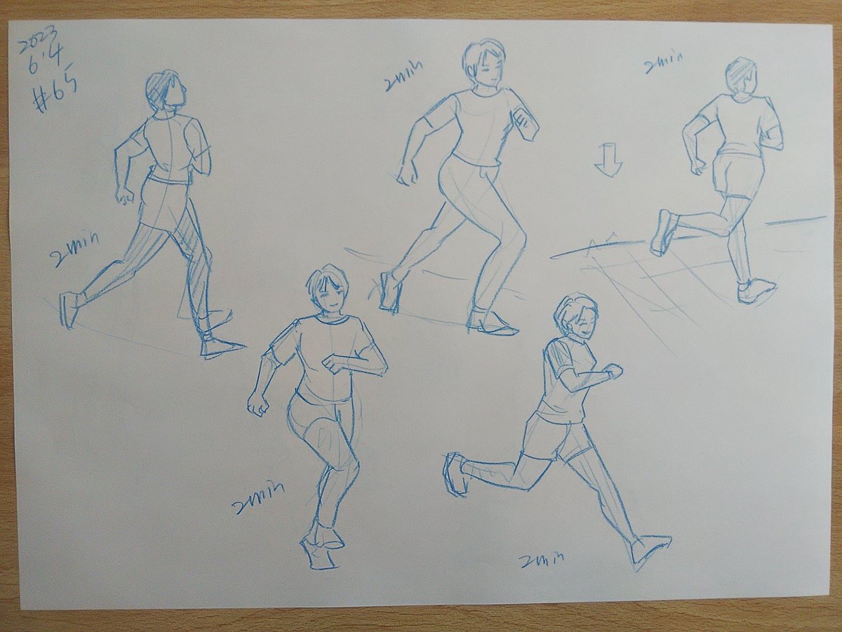 #さとまこクロッキー
#今日のクロッキー

＃65&amp;66
ランニング🏃‍♂️とバレーボール🏐。動きのあるポーズは描いていて楽しい。
青鉛筆で描き続けます。アンケートに答えてくれた皆様、ありがとうございました☺️。 https://t.co/rcQcMox2Jb