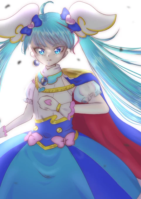 #ラフ共有でイラスト投稿  大遅刻ですが参加させてください!! も毛さんのラフからイラスト描かせていただきました(*'꒳`*) キュアスカイ初描き!楽しかった