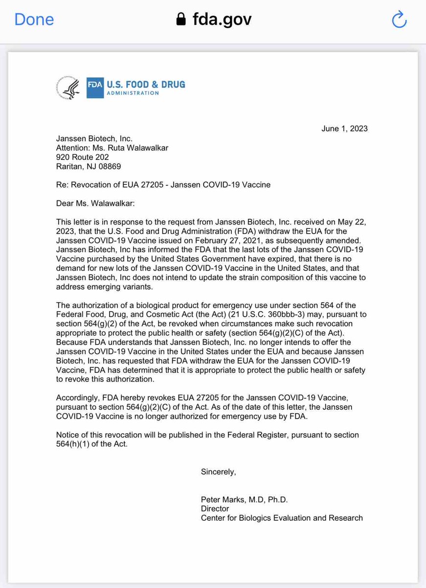 drsimonegold's tweet photo. WOW: The FDA revoked Johnson and Johnson’s emergency us authorization for the COVID jab.

They’re trying to undue the harm that they’ve caused and hope we don’t notice.

No. We notice. https://t.co/2aKxodBqOd