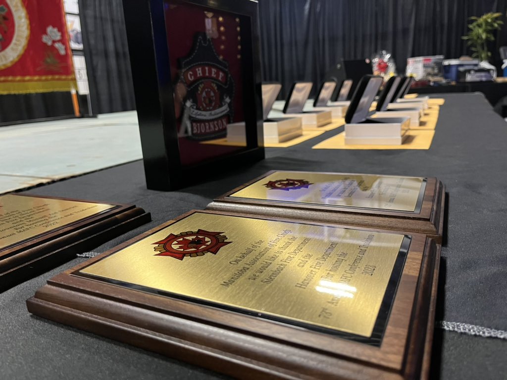 MBFireChiefs's tweet photo. Well here we are, the finale of the MAFC Conference, the banquet and awards evening. So many amazing individuals to be recognized tonight for their years of service and contributions to the Manitoba fire service. #MAFC23 https://t.co/22MwSk8KEx
