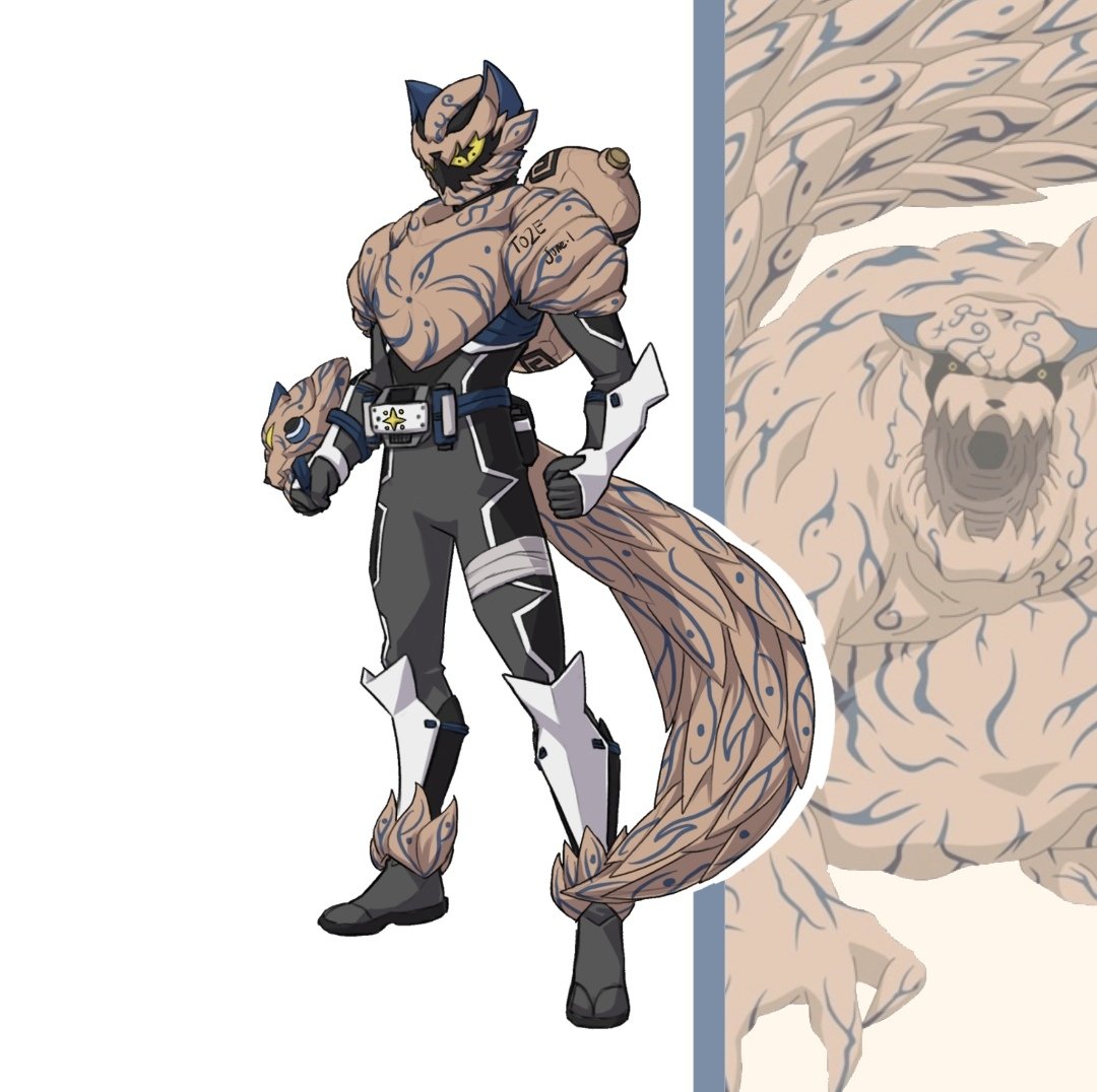 1boy male focus armor tokusatsu dragon rider belt wolf  illustration images