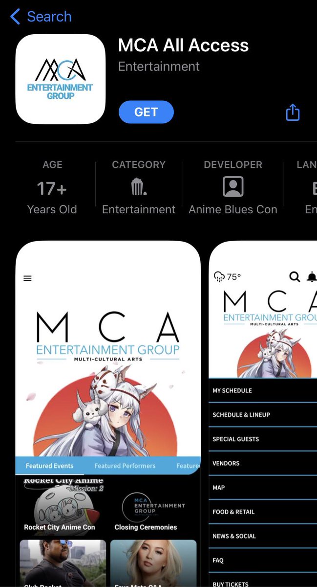 rocketcityanime's tweet photo. Guess what, we have an app! Our app, MCA All Access, is on the apple and google app stores. On this app we have information for Rocket City Anime including our schedule. Download to keep up with Rocket City Anime during the convention  #rocketcityanimecon #rocketcity #Huntsville https://t.co/71y06loCBl
