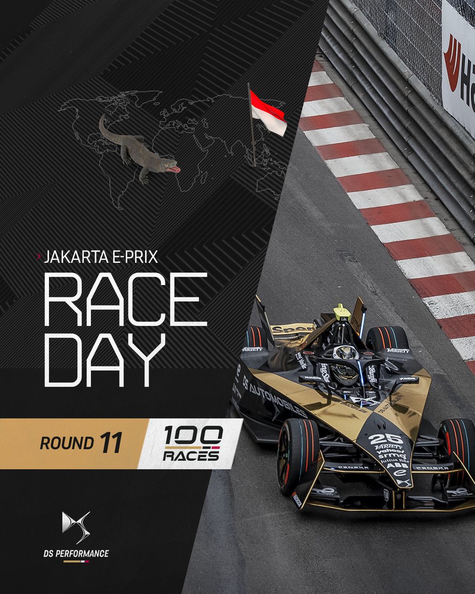 Entering in our 100th Race Day in @FIAFormulaE 🏎️ ⚡ 

#DSautomobiles #DSPENSKE #JakartaEPrix #anniversary