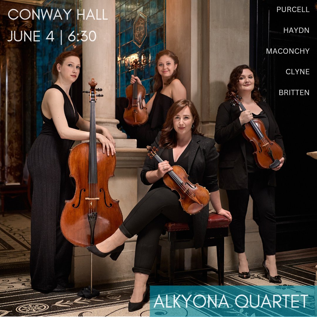 AlkyonaQuartet's tweet photo. TODAY! We can't wait to play this incredible programme in the heart of London. 
.
Tickets still available at https://t.co/N6anyeSu6B 
.
.
.
#Stringquartet @conwayhall #conwayhall https://t.co/l0fbfC9Pz0