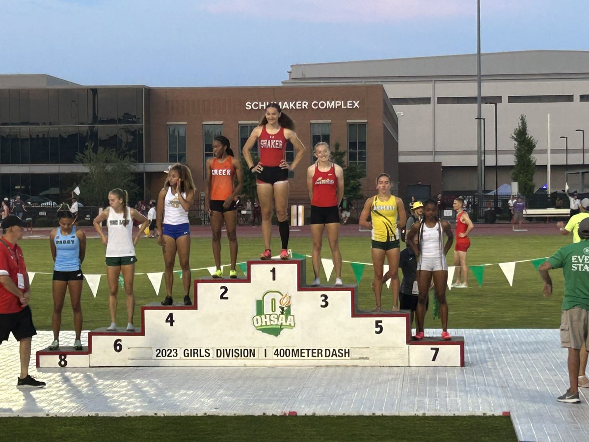 Shaker Heights Lady Raider Claire Dunn is the State Champion recording a 54.45 in the 400M !! She was in it to win it!!!! @agoody66 @raidersofshaker @shakerschools