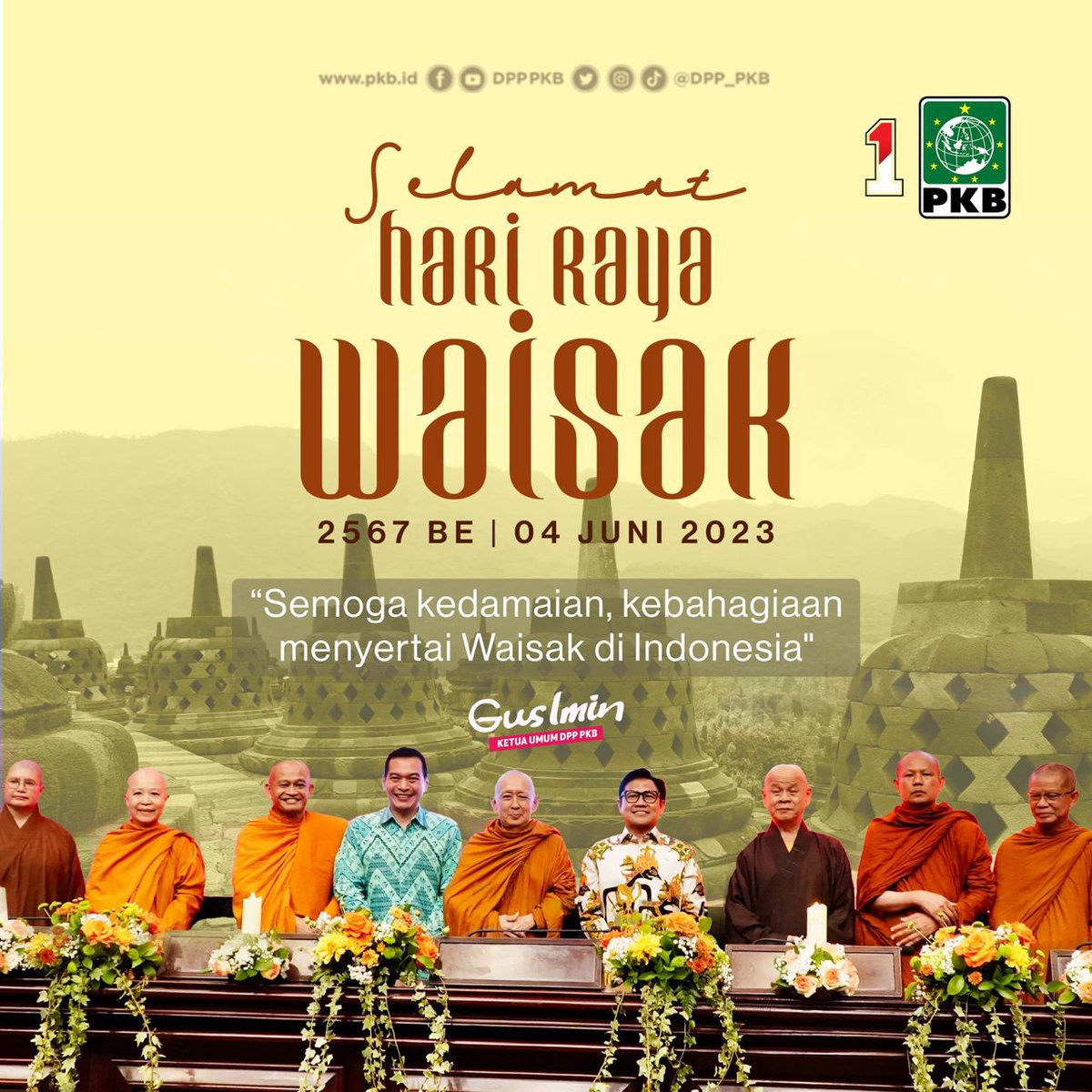 Dengan spirit Waisak kita jadikan kekuatan untuk menjaga kebhinekaan, semangat kemanusiaan, kedamaian dan kebahagiaan.

PKB bersama umat Buddha akan terus menjadi bagian dari perjuangan bersama mewujudkan Indonesia yang damai, adil, makmur dan sejahtera. 

Selamat Hari Raya