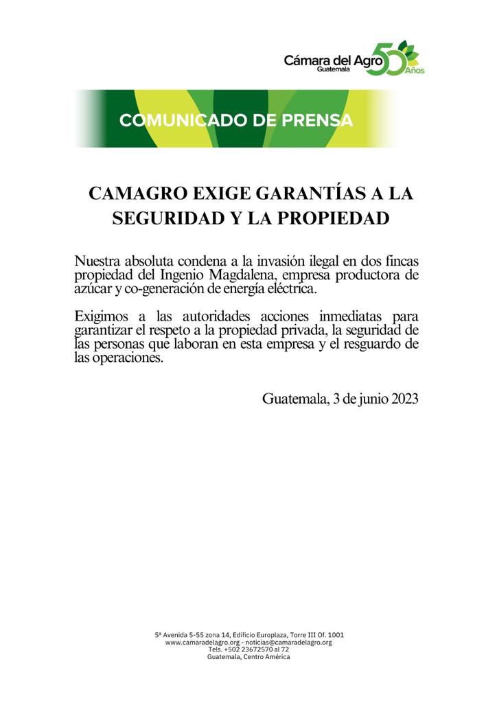 CamagroGuate's tweet photo. ¡IMPORTANTE!

CAMAGRO exige garantías a la seguridad y la propiedad. https://t.co/MZF5ib6DBt