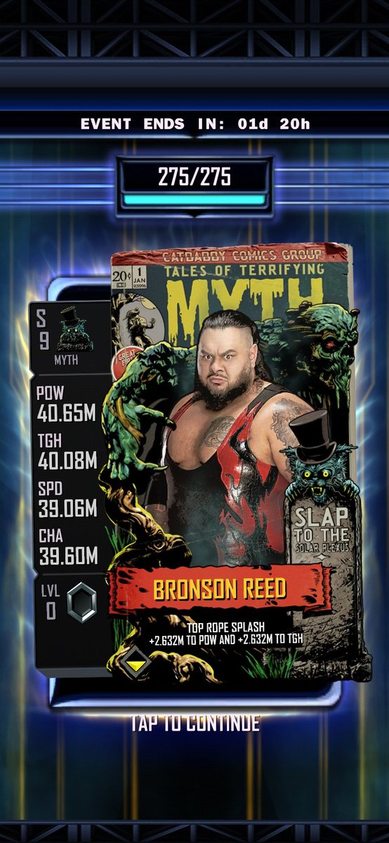 After a long grind, I'm done with RTG! Thankfully was able to +6 Bronson Reed against WM39++ decks until 260 points in. Rest was +2s

#WWESuperCard