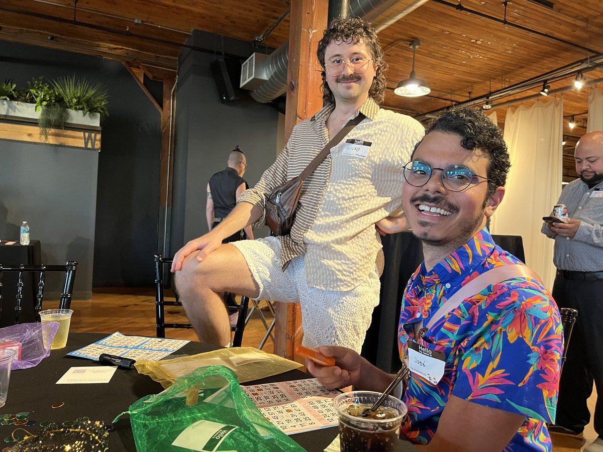 mitrajunjalali's tweet photo. Crushing some bingo at this fundraiser for Queer Equity Institute led by @leighfinke. This organization works to build the civic and political leadership of queer people. Support them: https://t.co/bEbGSKVo2G https://t.co/ju209lb0DX