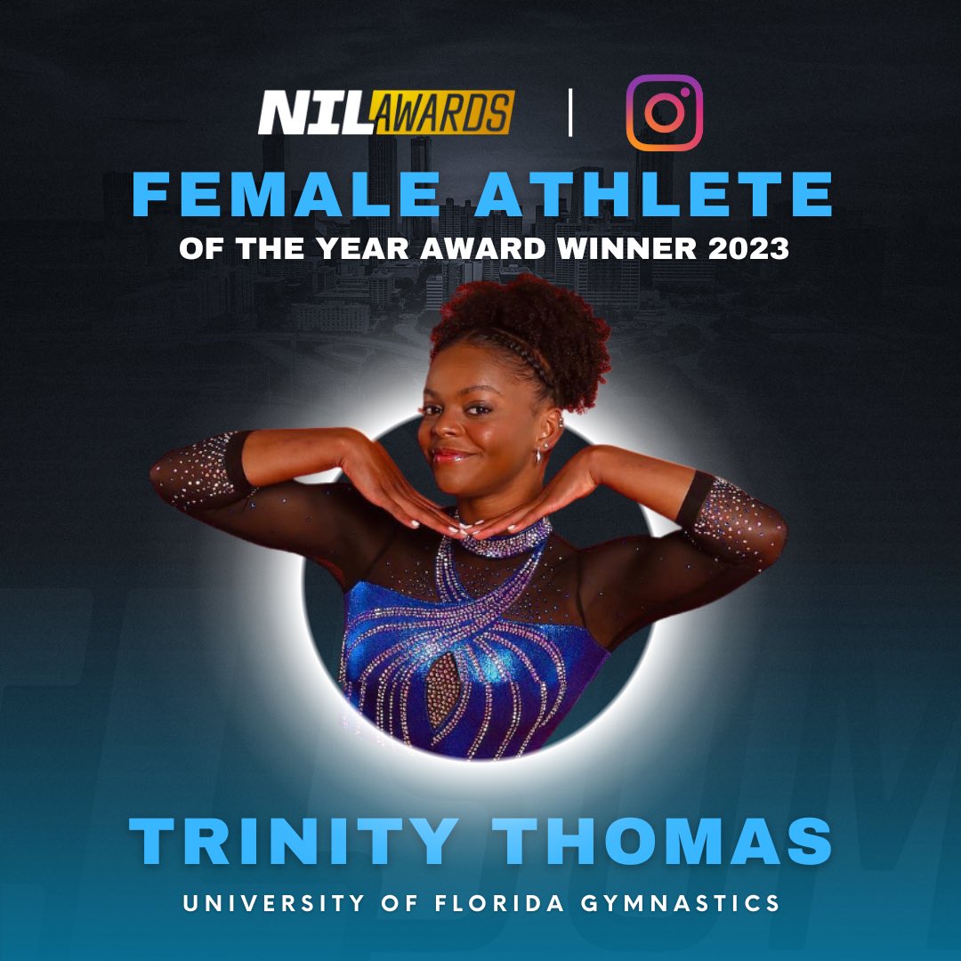 We're thrilled to announce our winner for Female Athlete of the Year! Our winner is Trinity Thomas of University of Florida Gymnastics who has undoubtably maximizing NIL and making an impact! 

<a href="/Gym_Trin/">Trinity Thomas</a> <a href="/instagram/">Instagram</a>