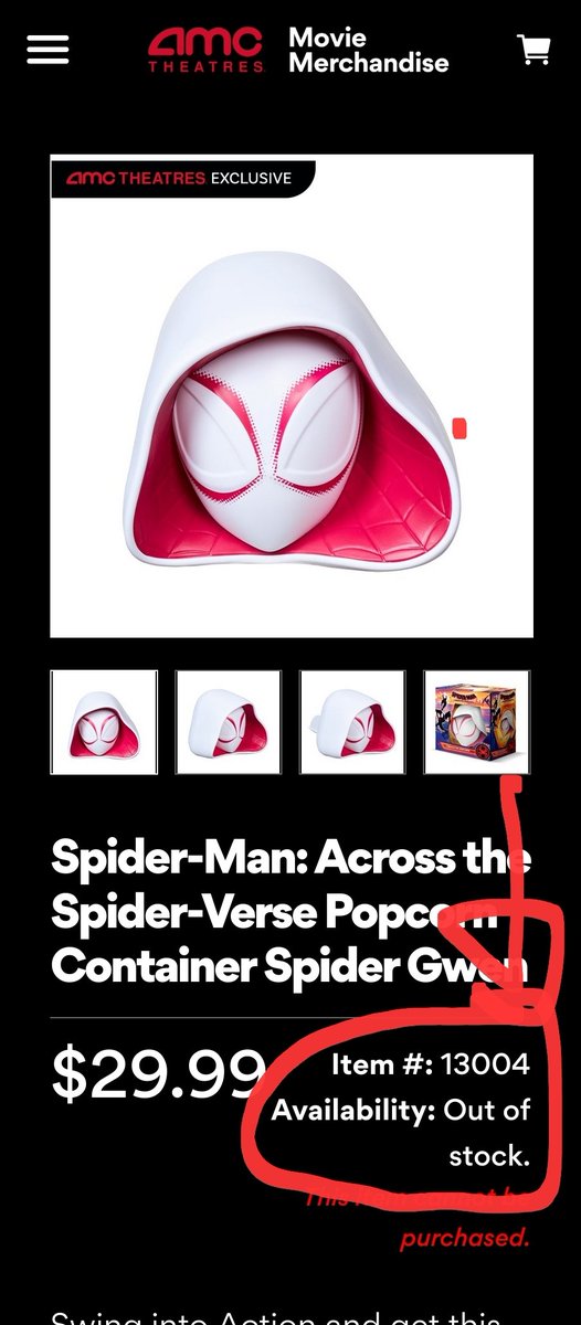 GWEN is now SOLD OUT!! 🕸️🕸️🕷️🕷️🍿😊😊🔥🔥🔥 She is off to multiple spider-verses to fight crime!! Congratulations all who got one. 🙏🏿😎👍🏿

#amctheatres #AMCPerfectlyPopcorn @CEOAdam #SpiderManAcrosstheSpiderVerse #MarvelStudios #Sony #SpiderVerse