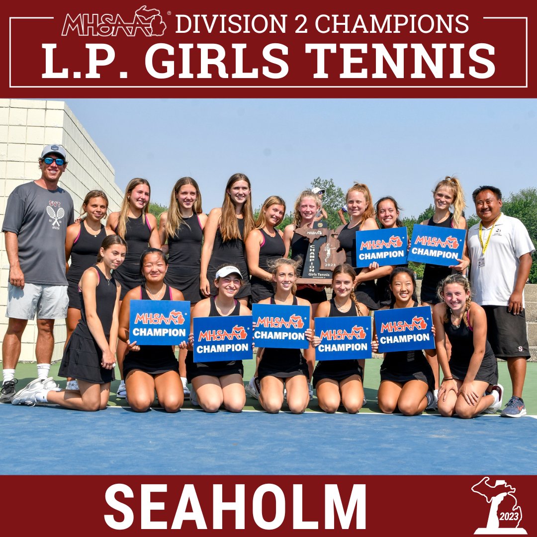 MHSAA's tweet photo. 🎾 D2 LP GIRLS TENNIS FINALS: Seaholm Breaks Free From 3-Way Tie to Win 4 Flights, Clinch Team Title!🏆⁣ 
➡️ https://t.co/qvcgOMt9fm 👀@SeaholmWomens 
#congratulations #finals #tennis #champion #Seaholm #MHSAA https://t.co/LHbV1h2SbW
