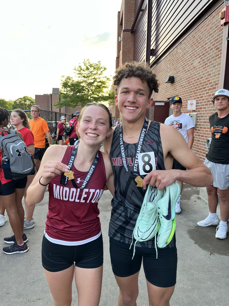 State Champs!!! Zaira Malloy-Salgado in 3200 M Run and Harper Fahey in the 800 M Run!  Congrats to you both. #wintheday #oneteamonefamily <a href="/MHS_Cardinals/">Middleton High School Athletics</a>