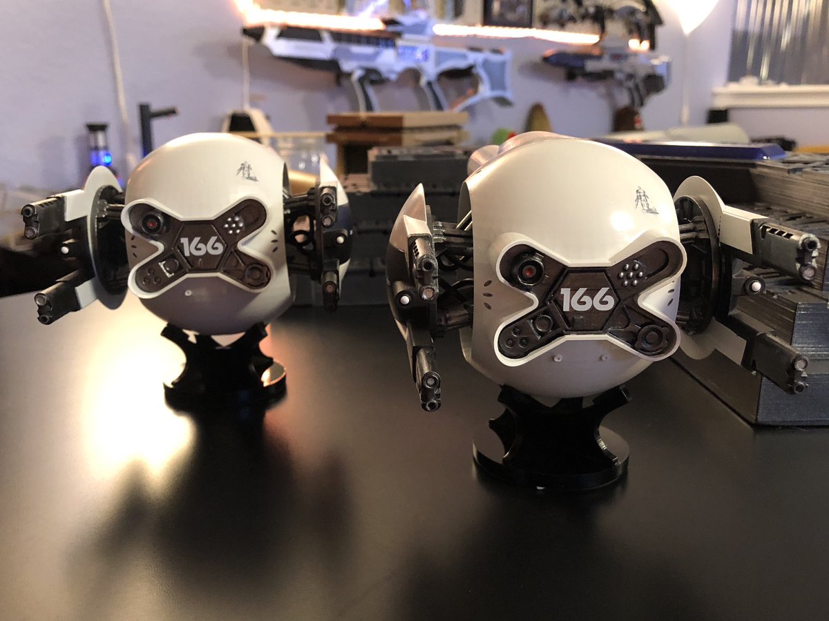 GeekToyLove's tweet photo. Found some great decals for the drones designed by Afterlife Modelworks on Facebook and https://t.co/gk0Vnc6YBl printed them for me. 
That wraps up these two Oblivion Drones

#2023Projects #GeekDen #Oblivion https://t.co/a1yUWfhzx7