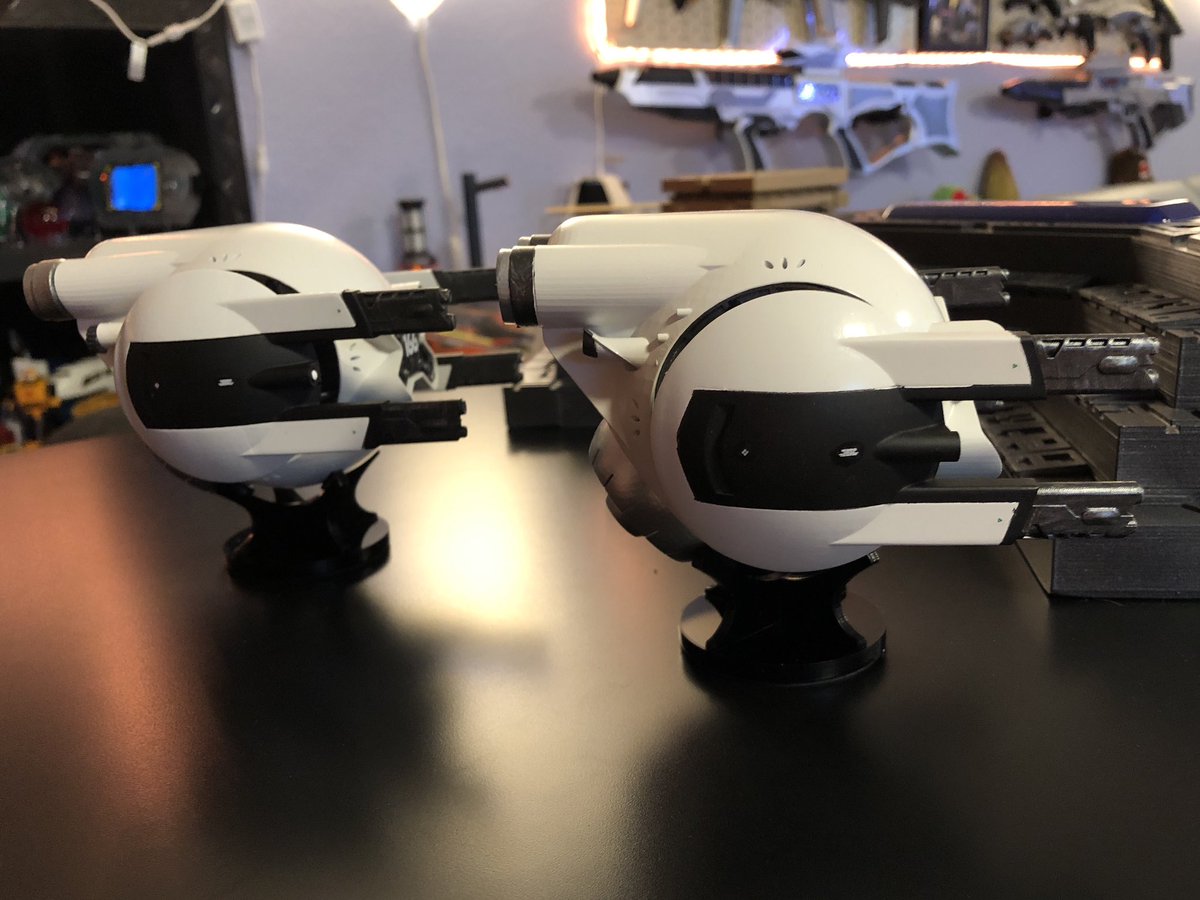 GeekToyLove's tweet photo. Found some great decals for the drones designed by Afterlife Modelworks on Facebook and https://t.co/gk0Vnc6YBl printed them for me. 
That wraps up these two Oblivion Drones

#2023Projects #GeekDen #Oblivion https://t.co/a1yUWfhzx7