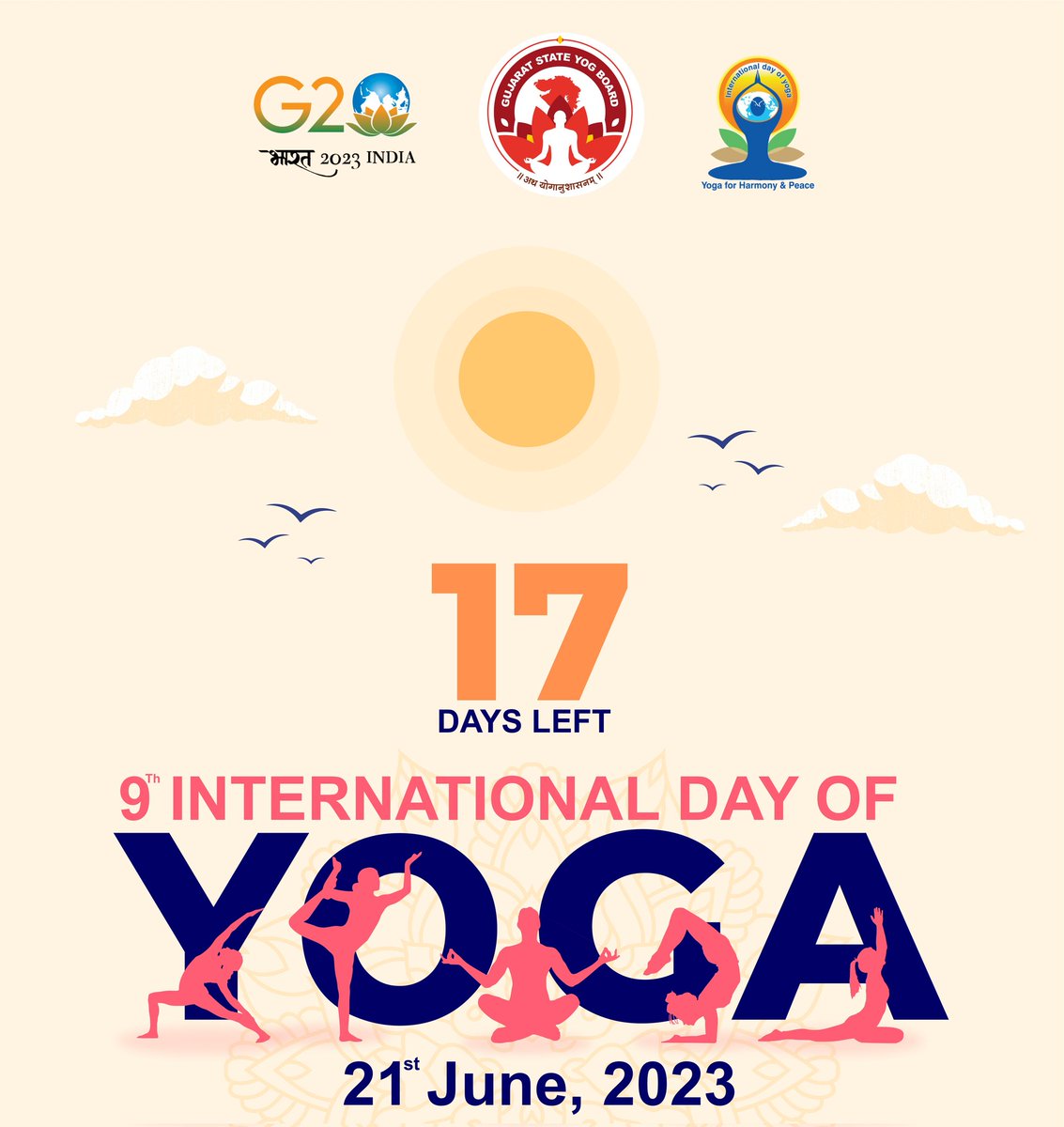 International day of Yoga 2023
Count down started
17 Days left only 

#IDY2023Countdown #GujaratStateYogBoard #yoga #yogaflow #yogapractice #Gujarat #yogabenefits #IDY2023 #yogapose #technique #parsvabakasana #yogafit #instayoga #yogaplay #photobomb #ekapadakoundinyasana…