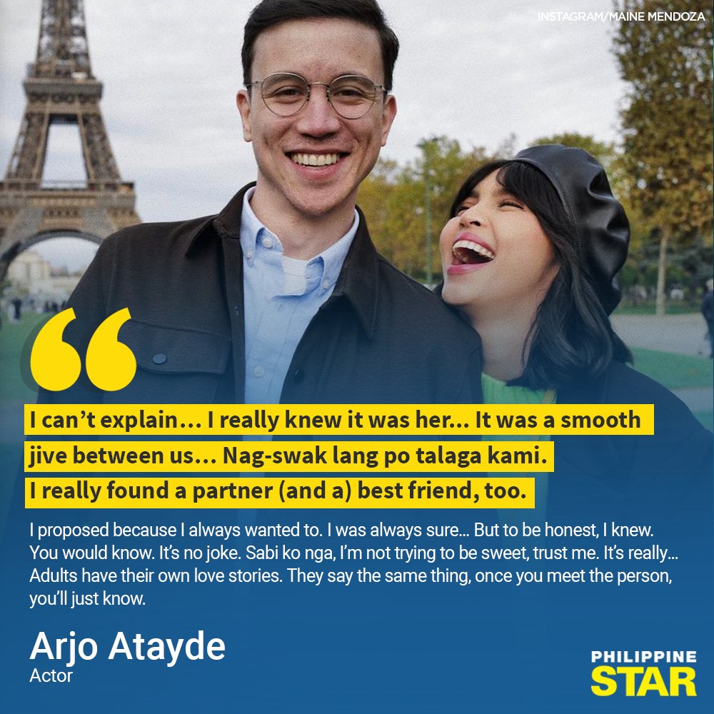 'I REALLY KNEW IT WAS HER' 

From the start, Arjo Atayde already knew fiancée Maine Mendoza was “the one” for him.