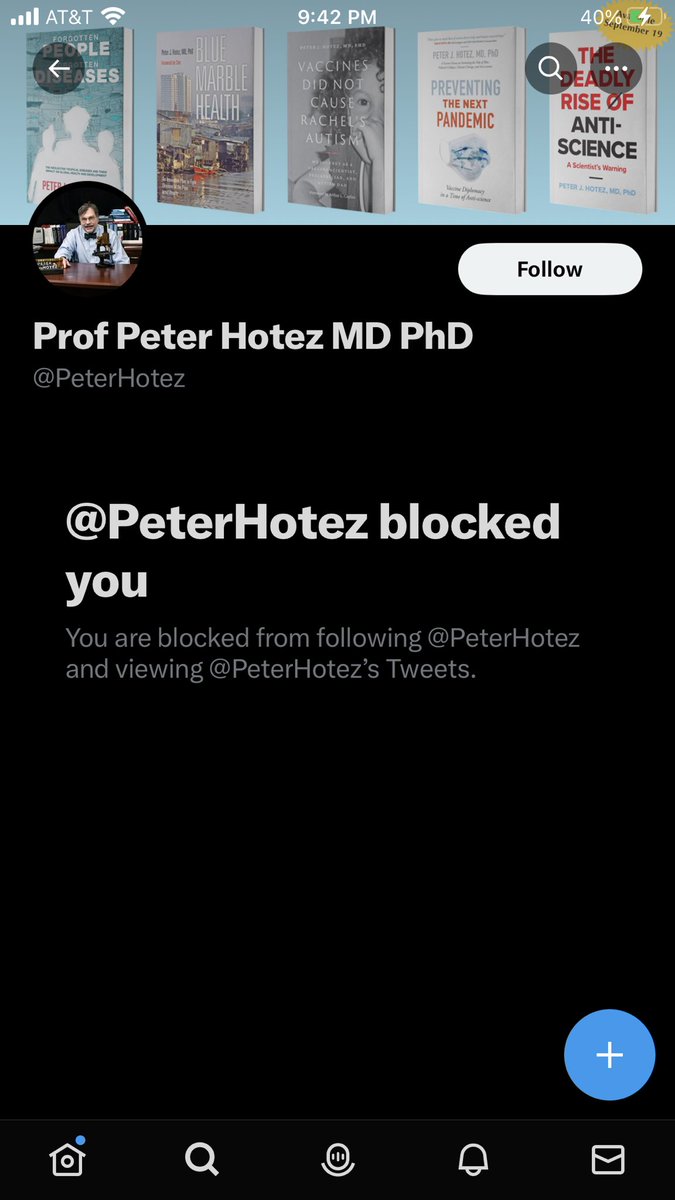 @1citizenpundit the good doctor blocked me LOL! Must have been something about how much funding he got to shill for the NIH at Baylor U.