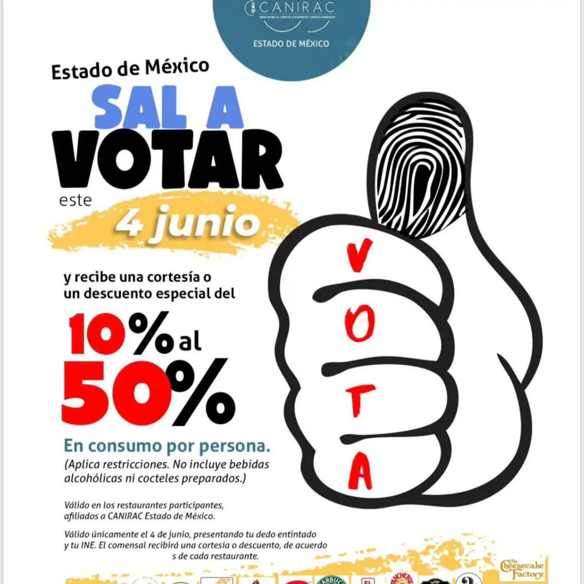Pochtecas_publi's tweet photo. #SalAVotar, recuerda que tú participación es muy importante  #NoAlAbstencionismo #Elecciones2023MX 

Checa estas promociones válidas sólo este #4DeJunio en #EdoMex2023 🔖⤵️ https://t.co/mbKBYUIIEV