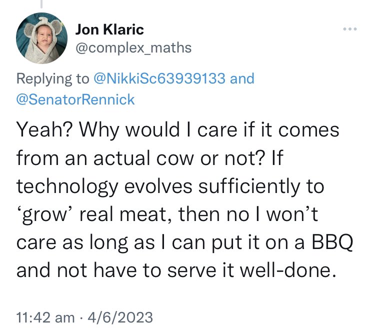 ZenQueen_zen's tweet image. When people say they don’t care whether their steak comes from a real cow or the lab you know you have a big problem. This is honestly total insanity. This is nothing more than an ideology promoted by the likes of Bill Gate under the disguise of #climatechangecult