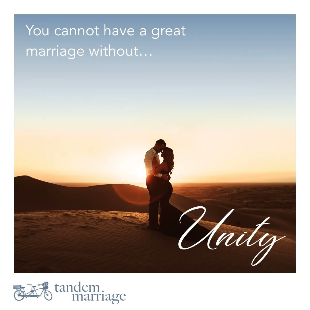 You cannot have a great marriage without #UNITY.
Seek unity above all else.
Be on the same team.
 
TandemMarriage.com/stayinginlove
 
#TeamUs #MarriageGoals #HappyLife
