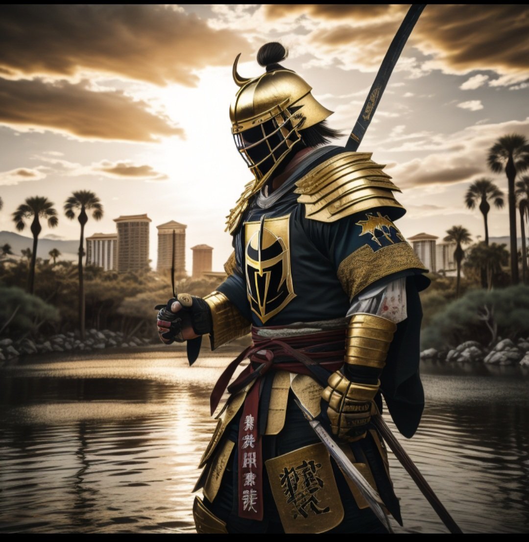 FirstJasonMS's tweet image. AI art is basically knockoff swap-meet merch.

Behold the Vaygiz Goald'n Nightz samurai!