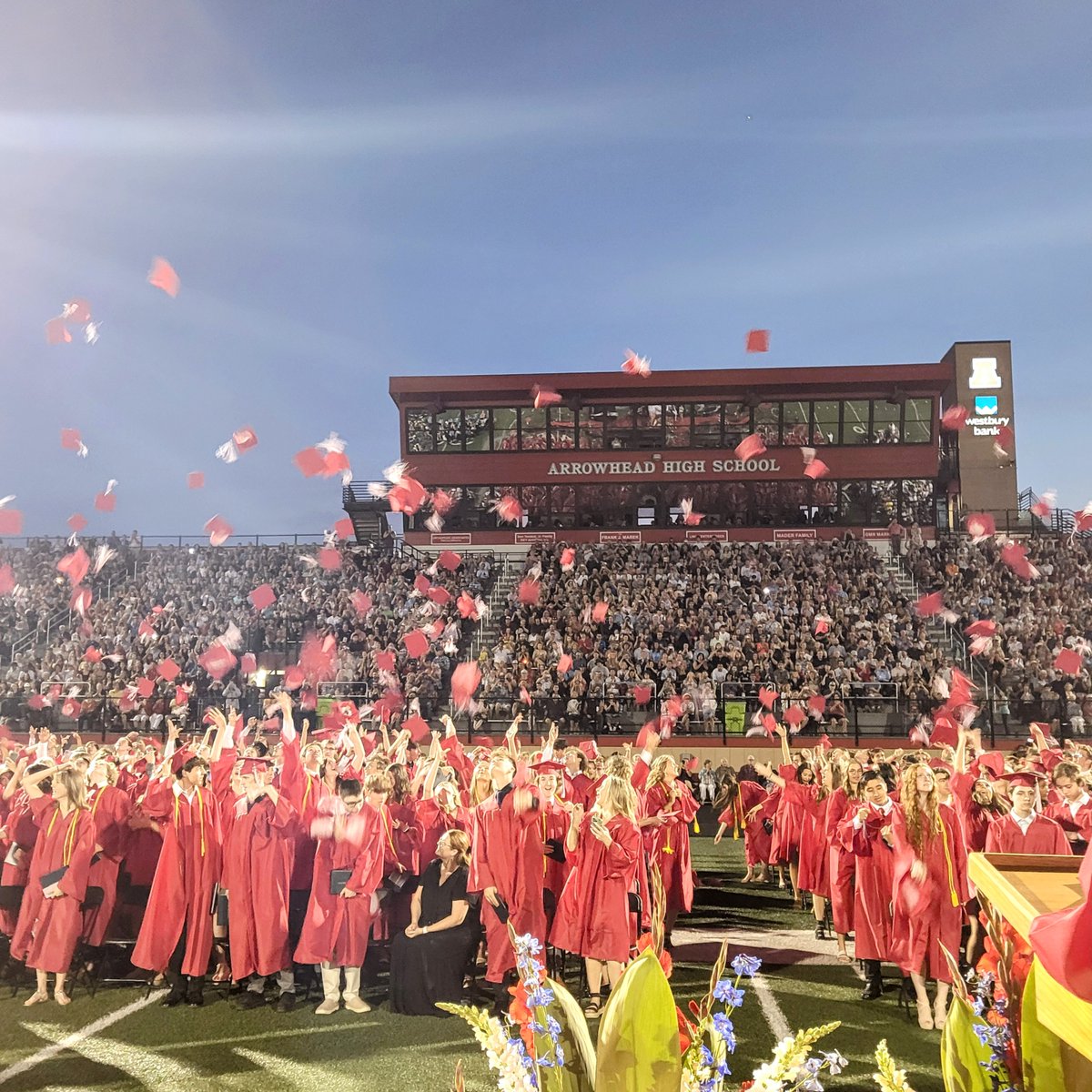 Arrowheadschool's tweet photo. Congratulations to the Arrowhead High School Class of 2023!  Best wishes for a fabulous future. Once a Warhawk, always a Warhawk ... come back to visit! https://t.co/smaQPlVoZG