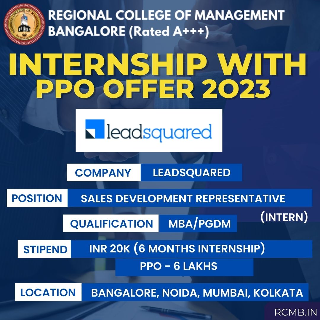 Great #intership and PPO opportunity in  LEAD SQUARED for our RCM Bangalore students!
.
#rcmbangalore #rcmb #bangalore  #mbalife #PGDM #MBAadmission #students #mbacollege #BestManagementCollege #MBA #corporate #Graduates #MBAJobs #student