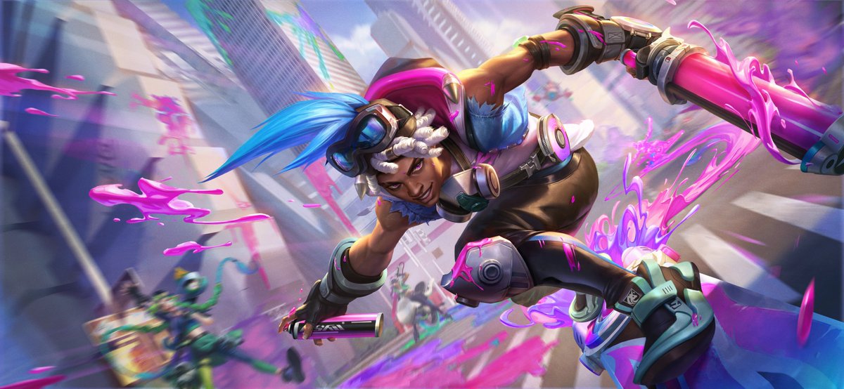 _another_tina_'s tweet image. Happy pride month to this Ekko skin specifically, who is a walking bi flag