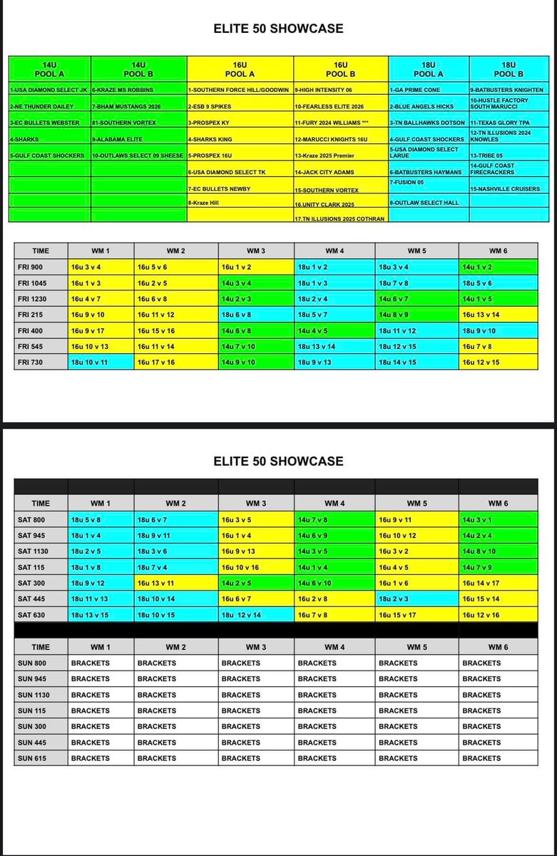 Schedule is out!! Alabama here we come. Go Prospex 16u!!