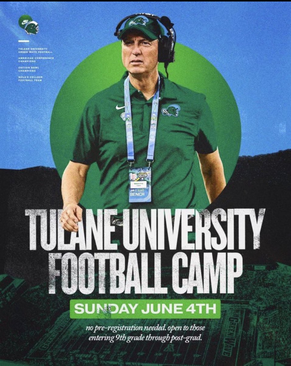 GuidrySavoy's tweet photo. I will be attending @GreenWaveFB camp tomorrow! Freshman season loading @scott_wattigny @HolyCrossFB https://t.co/OM1ZF0CC8A