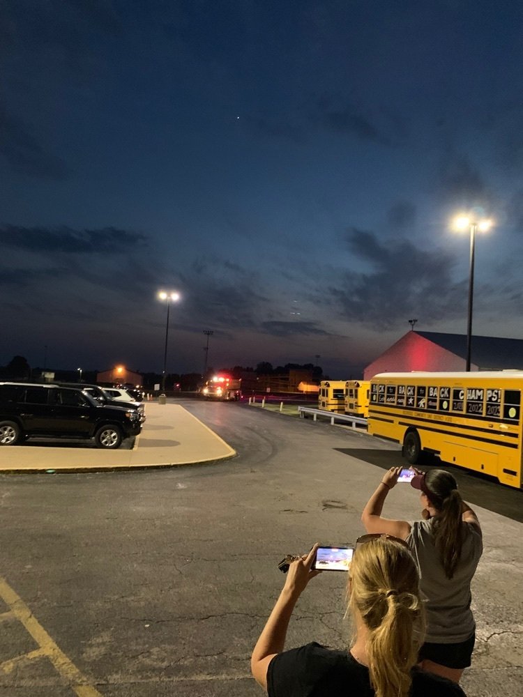 rockridgesports's tweet photo. Thank you to our local fire departments! We had six trucks welcome the tram back!!  This is something they will never forget!! https://t.co/MnR287wxcm