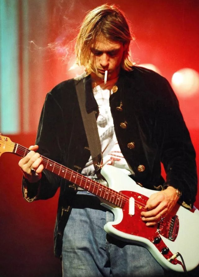 Kurt Cobain during Nirvana's MTV Live and Loud concert in 1993. Photo by Jeff Kravitz.