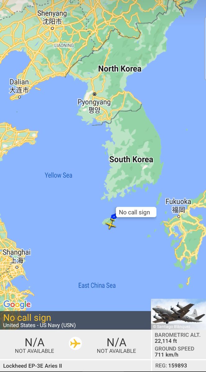 Oceanworldfree's tweet image. 🇺🇲USN #AE1D95 159893 #KoreaStrait 
[ Practising blockades, precision strikes at #ChokePoints]

EP-3E ARIES II