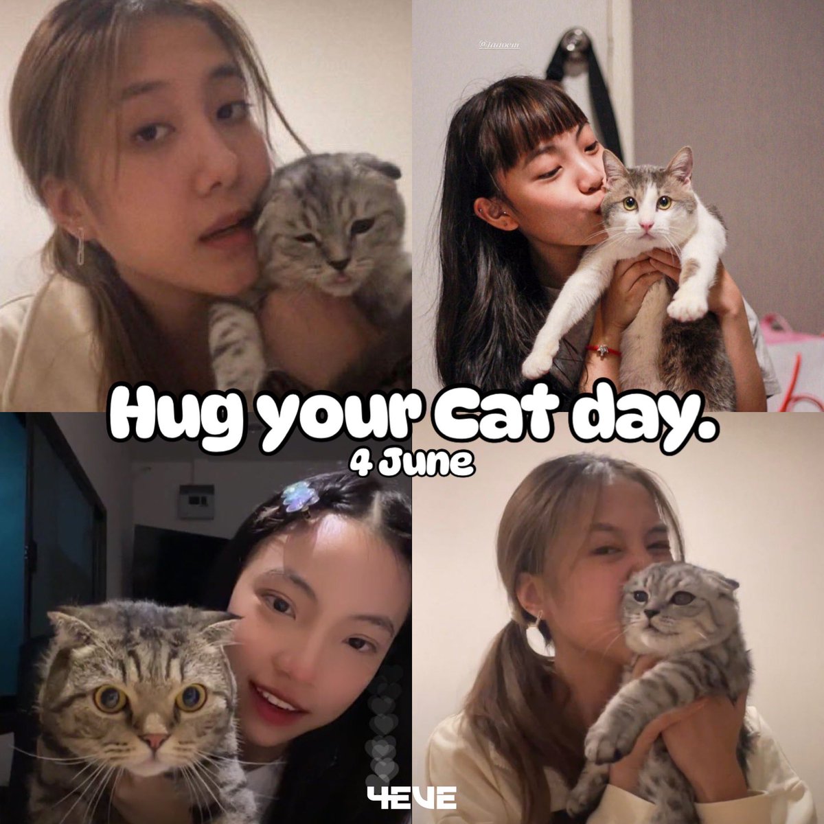 วันนี้คุณกอดแมวแล้วหรือยัง?
4 มิถุนายน #วันกอดแมว 
#HugYourCatDay 
#วันกอดแมวสากล 
#4EVE #Jorin4EVE #Taaom4EVE