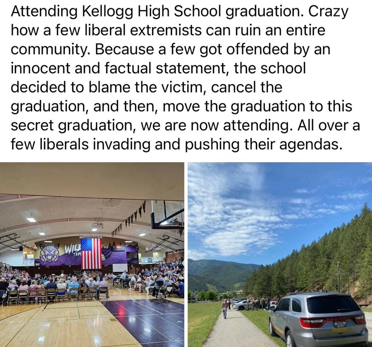 Update: Kellogg High School’s graduation went on at the same time, same place as it was originally planned earlier today.

Travis Lohr remained barred from participating.