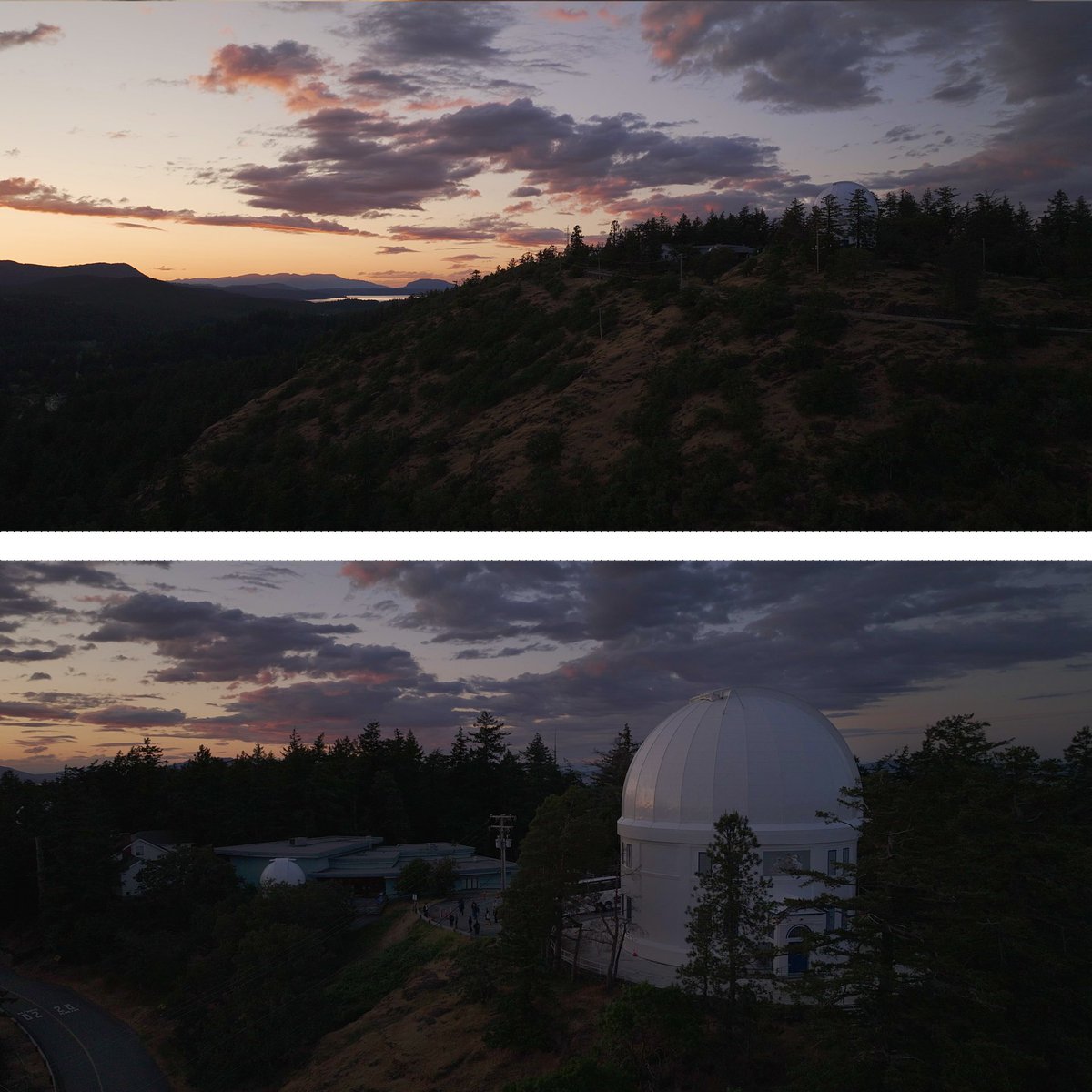 Saw some good looking clouds and light, so I threw the #DJIMavic3Pro in the car and zipped over to the Dominion Observatory for a quick sunset flight.  Got some nice shots, I think.

#aerialphotography #aerialcinematography #cinematography