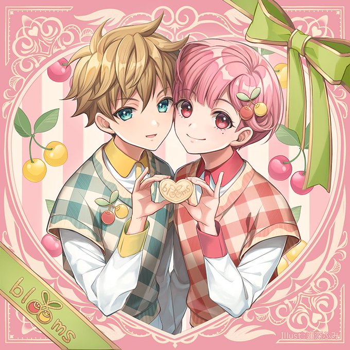 「heart hands duo ribbon」 illustration images(Latest)