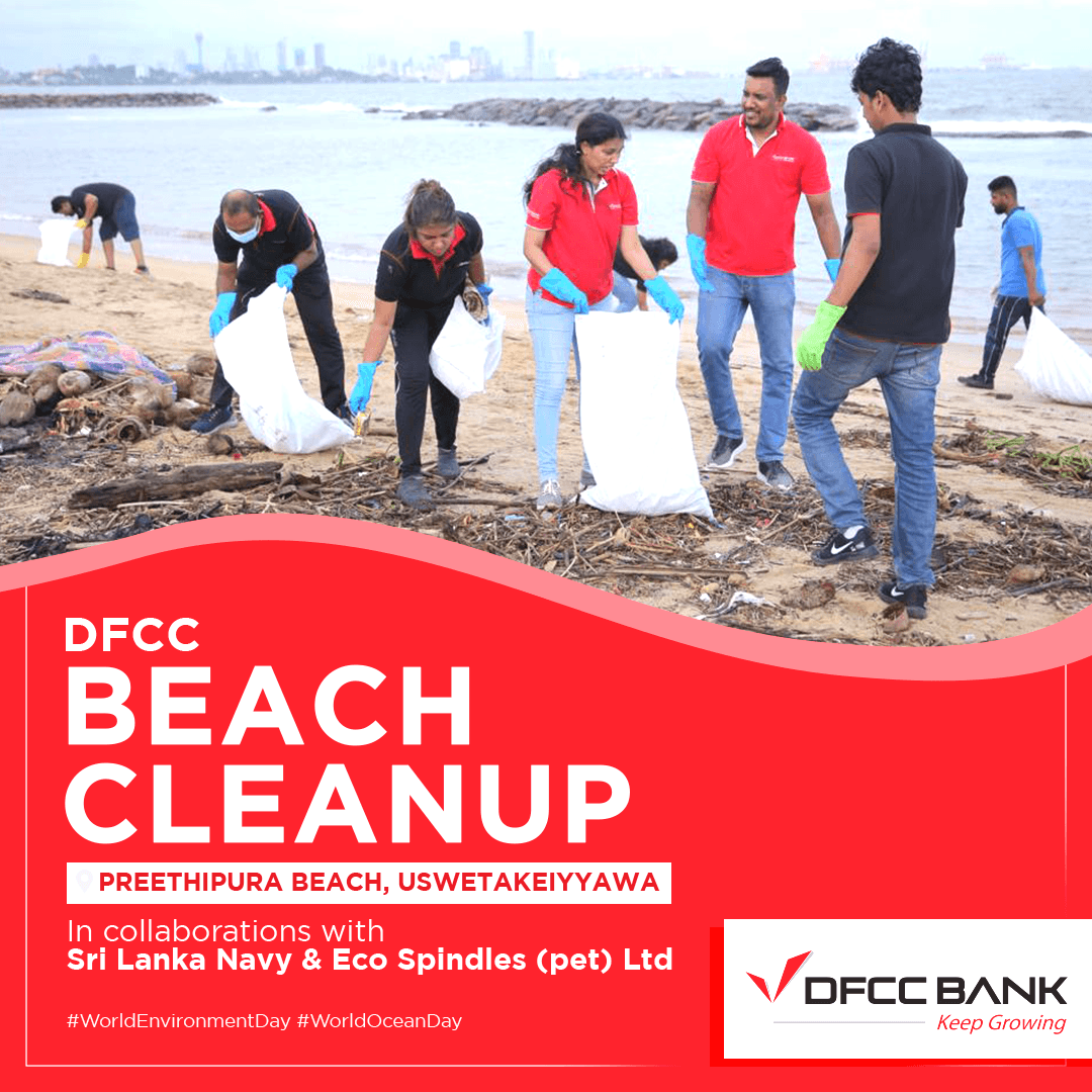 DFCC Beach Cleanup, in collaboration with the Sri Lanka Navy and Eco Spindles (Pvt) Ltd, marks a significant step towards conserving and restoring marine and coastal ecosystems. 
Together, we make sustainability a way of life.
 
#DFCCBank #Keepgrowing #BeachCleanup