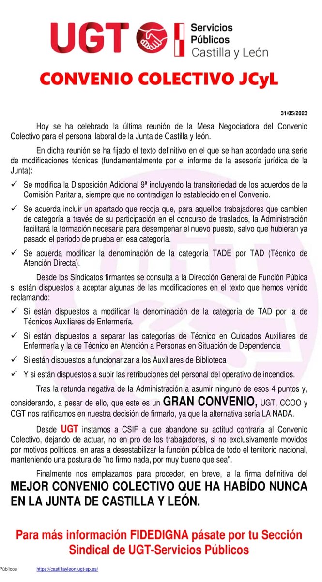 Un gran convenio? mentira cochina, están vendiendo la categoría profesional de TCAE, para dar un plato de lentejas a las otras categorías.⁦<a href="/no_tdae/">Movilización Tcaes no somos Tade</a>⁩ ⁦<a href="/TcaisD/">PLATAFORMA TCAI's PELS NOSTRES DRETS</a>⁩ ⁦<a href="/unidadporc1/">UNIDAD POR EL C1</a>⁩ ⁦<a href="/tcae_unidas/">@Tcae_unidas</a>⁩