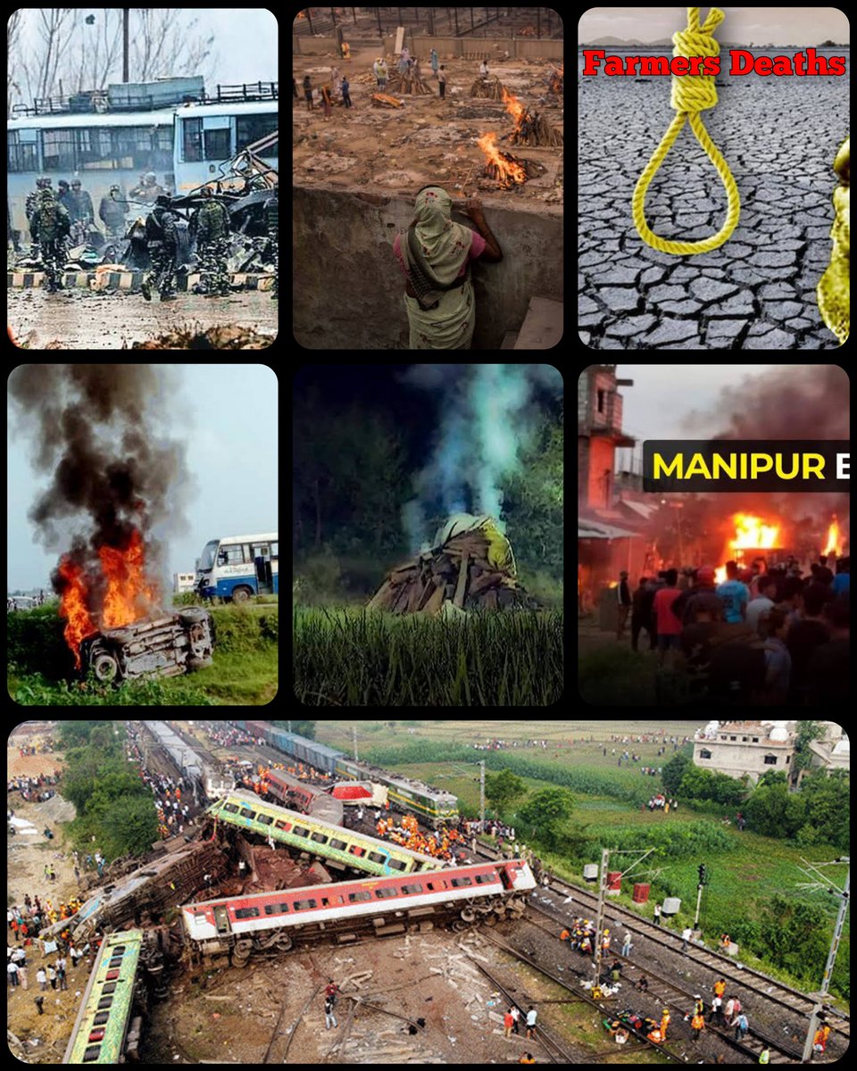 Deaths Without Pause...And Continued.... Pulwama - Pakistan Covid - Hand Of God Oxygen Shortage - Technical Glitch Farmer's Deaths - No Data Hathras - Fringe Elements Manipur Violence - High Court's Verdict Balasore Tragedy - Still Nobody Knows #TrainAccidentInOdisha