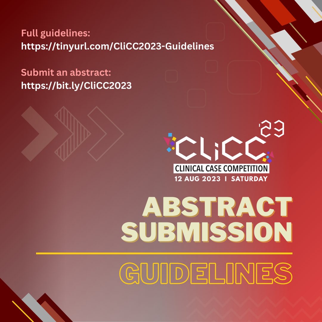 HWB_ikramuke's tweet photo. 🥁🥁 CliCC 2023: Abstract Guidelines &amp; FAQs ✍🏻

We’ve received a number of queries regarding our abstract submission guidelines. So before we reveal our next two judges, let’s answer some FAQs &amp; take a snapshot at the guidelines! https://t.co/Ey534ReIji
