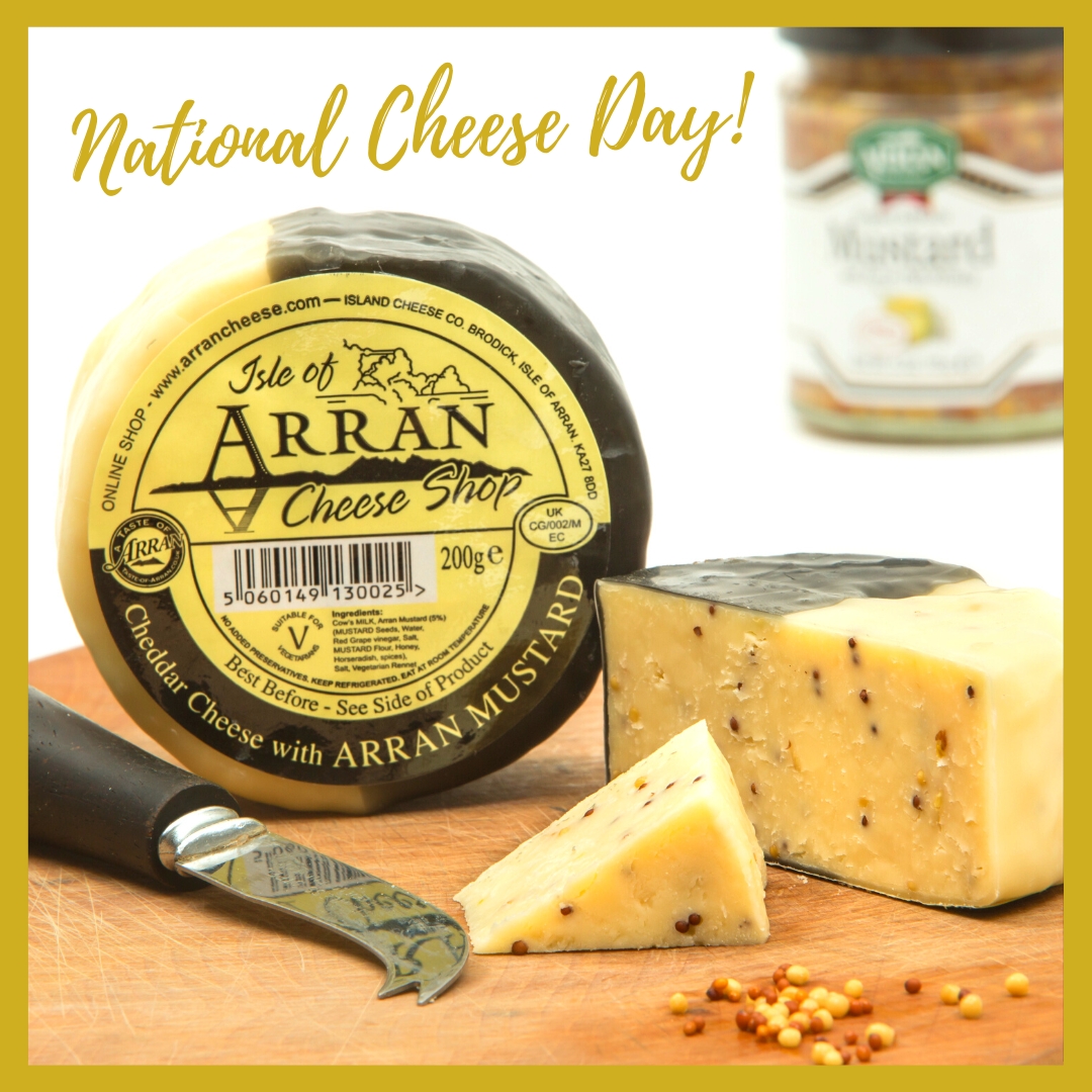 Happy National Cheese Day! 🧀 we'll be putting together an epic cheeseboard to mark the occasion, starting with our delicious range from <a href="/TasteArran/">Taste of Arran</a> 😋 what's your favourite cheese? #NationalCheeseDay #tasteofarran #arrancheese #madeonarran #scottishsupplier #cheeselovers