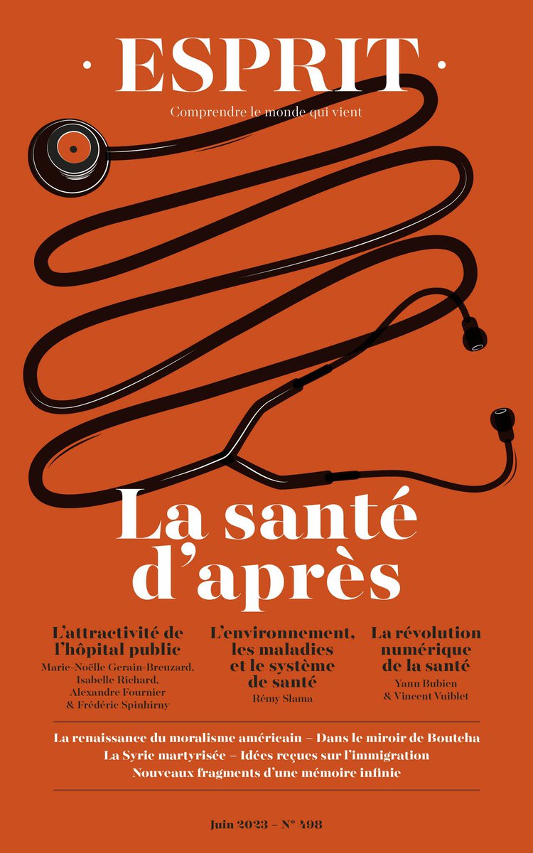 Sortie du nouveau numéro de la <a href="/RevueEsprit/">Revue Esprit</a> de juin 2023 sur « La santé d’après » que j’ai coordonné avec @a_dujin 🤩 @Rchdcrmx <a href="/GBreuzard/">Gerain Breuzard</a> <a href="/Fournierchu/">Fournier Alexandre</a> @_AmelieVerdier <a href="/GinotLuc/">Luc Ginot</a> @RemySlama <a href="/RaphaelYven/">Raphaël  YVEN</a> <a href="/FCREMIEUX/">François Crémieux</a> 🙏 #sante #innovation #numérique #hopital