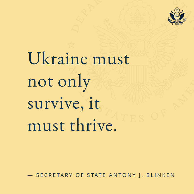 .@SecBlinken: We will not only help Ukraine rebuild its economy, but reimagine it, with new industries, trade routes, and supply chains connected with Europe and other markets around the world. state.gov/russias-strate…