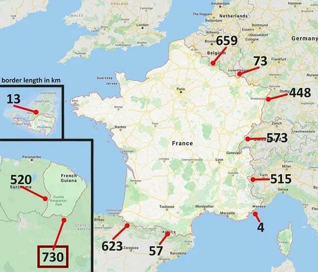 jaimelescartes's tweet photo. La France partage sa plus longue frontière avec le Brésil (730km) #carte #cartographie #maps #mapsarecool https://t.co/ylcaf1m2Xe