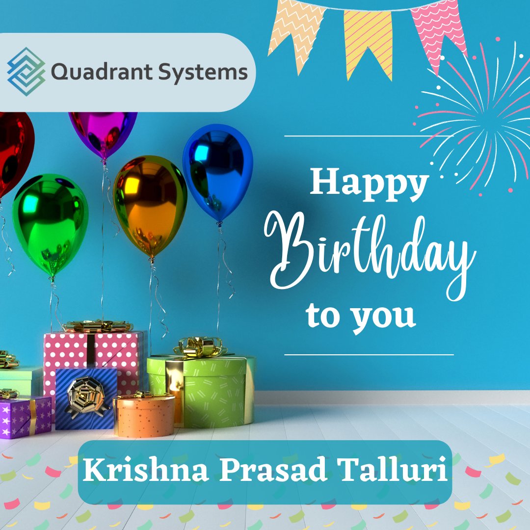 Happy Birthday Krishna Prasad Talluri,
Thank you for being an integral part of our work team.
We hope you enjoy your special day!
#happybirthday #employeebirthday #quadrantbirthday
#teamquadrant #quadrantitservices #birthdaybash
#birthday